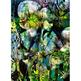 Komar Fototapete Aphrodite's Garden, Mehrfarbig, Schwarz, Papier, Abstraktes, 184x254 cm, Fsc, Made in Germany, Tapeten Shop, Fototapeten