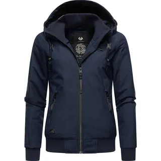 Ragwear Damen warme wasserdichte Winterjacke Outdoorjacke mit Kapuze Nuggie Melange Navy Gr. M - M