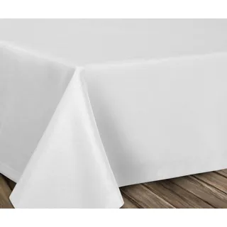 BEAUTEX fleckenabweisende und bügelfreie Tischdecke - Tischtuch mit Lotuseffekt - Tischwäsche in Leinenoptik, Eckig 130x160 cm, Weiss