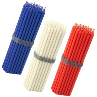NKlaus Formkerze 150x Stabkerzen 16cm – Dunkelblau Weiß Rot – dünn bunt