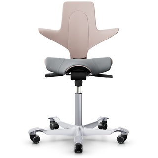 HAG Capisco Puls 8020 Bürostuhl Sattelsitz mit Sitzflächenmatte Pink Nexus Grau NEX01 Silber Gestellfarbe Weiche Rollen für harte Böden