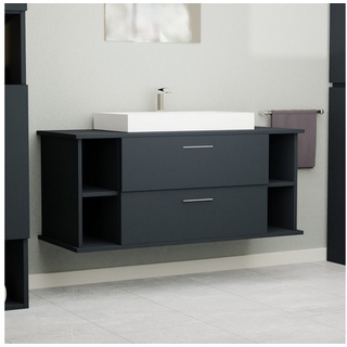 GARLIVO Waschbeckenunterschrank GLA-120 mit Schubladen, Badezimmer Waschtischunterschrank, Schwarz Breite 120 cm, Soft-Close, Push-to-Open/ Tip-On, Hängend schwarz