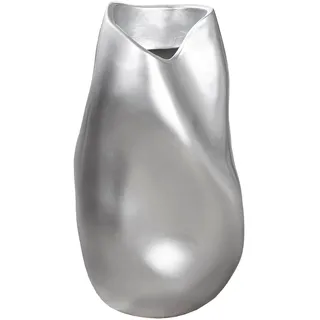 Gilde "Bodenvase organisch Jolie silberfarben H. 50,5 cm", silberfarben, B:29cm H:50,5cm T:27cm, Kunstharz, Vasen