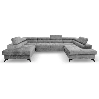 beautysofa Eckcouch Polyester U-Form 3-Sitzer Grau