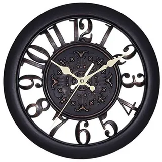 ALEOHALTER Wanduhr für den Außenbereich, geräuschlos, nicht tickend, Metall, dekorativ, zum Aufhängen für Terrasse, Garten, Pool, Zuhause, Büro, Schule, Küche (schwarz)