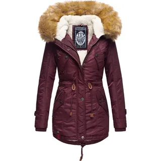 Navahoo La Viva Eleganter Damen Winter Parka mit Kapuze und Kunstpelzbesatz Wintermantel Vegan Wine Gr. 38 - M - bordeaux - 38