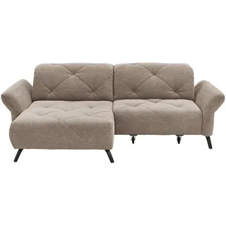 Moderano Ecksofa, Taupe, Metall, 2-Sitzer, Ottomane links, L-Form, 262x173 cm, Lederauswahl, Stoffauswahl, Rücken echt, Wohnzimmer, Sofas & Couches, Wohnlandschaften, Ecksofas
