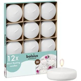 Bolsius Maxi Schwimmkerzen 12 St. Ø 7,7 cm weiß