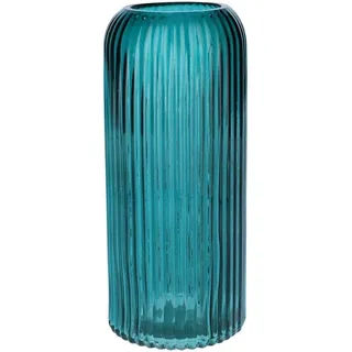 INNA-GLAS Dekovase ALBURGIS mit Rillen, Glas, türkis-klar, 25cm, Ø10cm - Blumenvase