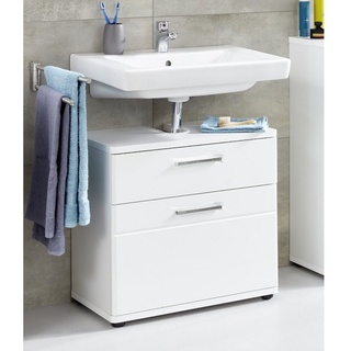 trendteam Waschbeckenunterschrank Waschbeckenschrank Waschtisch Unterschrank Badmöbel Weiß 60x58x38cm weiß