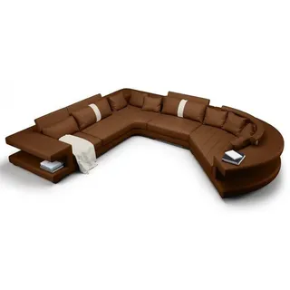 Xlmoebel Wohnlandschaft Designer Wohnlandschaft Sofa Big Polster Leder "Braun" Rundsofa, Wohnlandschaft, Made in Europa braun