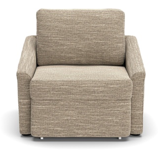 DOMO. Collection Relax Sessel | Dauerschläfer Boxspring Sofa mit Schlaffunktion | Schlafsessel Gästebett Schlafsofa | 108 x 96 x 86 cm | beige-braun