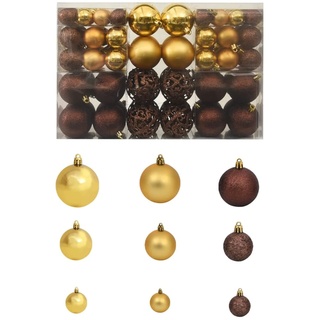 Tidyard 100-tlg. Weihnachtskugeln-Set Christbaumkugel Weihnachten Kugeln Braun/Bronze/Golden