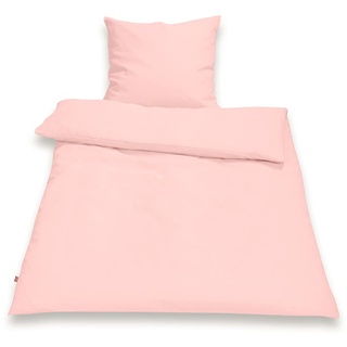 SETEX Halbleinen-Bettwäsche, 155 x 220 cm, Bezug für Bettdecke im Set mit Kissenbezug, 55 % Leinen, 45 % Baumwolle, Weiches Soft Washed Finish, 2-teiliges Bettwäsche-Set, Rosa