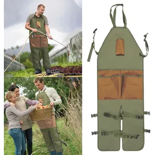 Lange, Wasserdichte Gartenschürze Mit Leggings Und Handytasche Für Damen Und Herren, Verstellbare Schnalle, Strapazierfähiges Oxford-gewebe, Ideal Für Den Außenbereich.