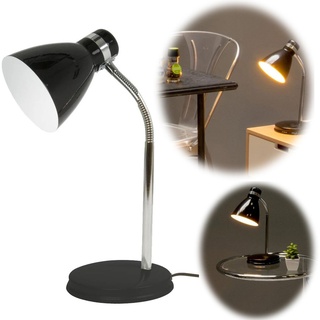 LS-LebenStil Elegante LED Tischlampe List 39cm Schwarz Silber E27 Schreibtischlampe Leselampe