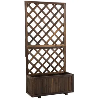 Outsunny Pflanzkasten mit Rankgitter Blumenkasten Rankkasten Rosenbogen mit Rankhilfe für Kletterpflanzen Garten Holz 30x149.7x72.5 cm