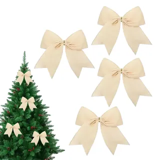 Samtschleifen für den Weihnachtsbaum,4 Stücke Jahreszeitliche Dekoration - Schleifen Deko Für Den Weihnachtsbaum,für Fenster Türen Wände Treppen Zäune Kamin Haus Garten Party Hochzeit