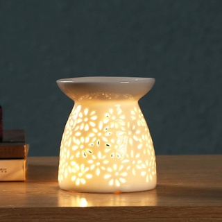 LEH Keramik Duftlampe Aromalampe Duftlampe aus Keramik mit der Candle Kerzenlöffel weiß