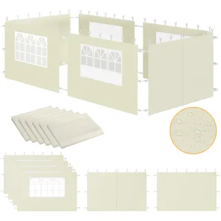 Zelsius Seitenwände Für Pavillon 3x6 M, 6-teilig, Beige, Gartenzelt Seitenwand Mit Fenster, Uv30