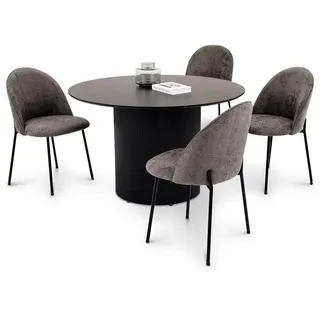 Idimex Essgruppe, Schwarz, Metall, Mode, Rund, 120x75x120 cm, Esszimmer, Bänke, Tisch- & Eckbankgruppen