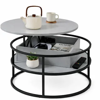 Relaxdays Couchtisch Grau/Schwarz MDF 80 x 46 cm