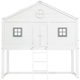 XDOVET Hausbett mit Treppe 90 x 200 cm grau