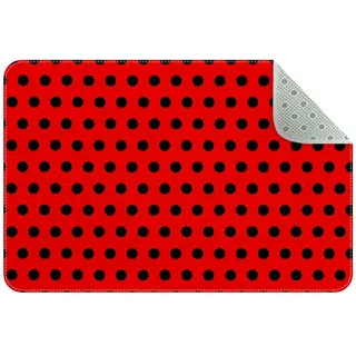 Teppich mit schwarzen Punkten und rotem Muster, rutschfest, für Wohnzimmer, Schlafzimmer, Mädchen, Jungen, Kinderzimmer, Schlafsaal, Kinderzimmer, 61 x 40,6 cm