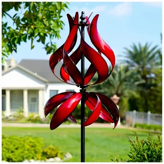 Cyan Oasis Yard Garden Windspiel – Große Tulpe Outdoor Metall Windspiel mit Pfahl, Yard Art Rasen Garten Dekor (48,3 cm B x 221 cm H)