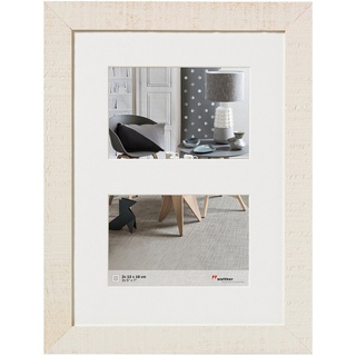 walther design Bilderrahmen Collage HOME, Cremeweiß - Holz - Bildformat 13 x 18 cm - für 2 Bilder