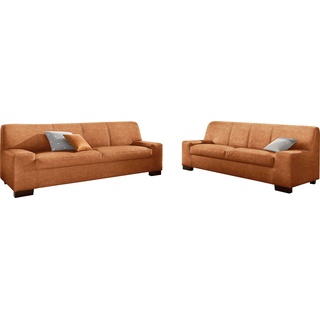 Polstergarnitur DOMO COLLECTION "Norma" Sitzmöbel-Sets Gr. H: 74 cm, Microfaser PRIMABELLE, orange (terrakotta) Couchgarnituren Sets bestehend aus je einem 2- und 3-Sitzer