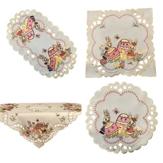 Osterdecke Ostern Osterhasen Tischläufer Tischdecke Mitteldecke beige - Größe wählbar (45x110)