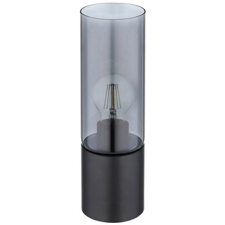 Globo Tischleuchte Tischlampe ANNIKA, 1-flammig, H 30 cm, Grau, ohne Leuchtmittel, Schwarz, Metall, Lampenschirm aus Rauchglas grau|schwarz