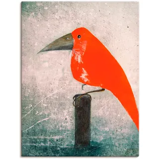 Wandbild ARTLAND "Der Rote Vogel" Bilder Gr. B/H: 45 cm x 60 cm, Leinwandbild Vögel, 1 St., rot Kunstdrucke als Leinwandbild, Poster in verschied. Größen