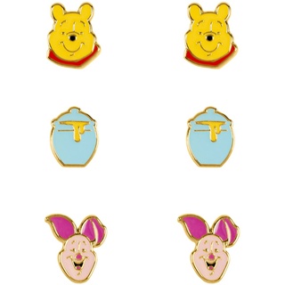 Winnie The Pooh - Disney Ohrstecker-Set - Winnie und Ferkel - für Damen - goldfarben  - Lizenzierter Fanartikel - Standard