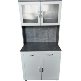 Hti-Living Küchenbuffet mit Glasteil 184 x 80 x 40 cm BETON WEISS BLANCA