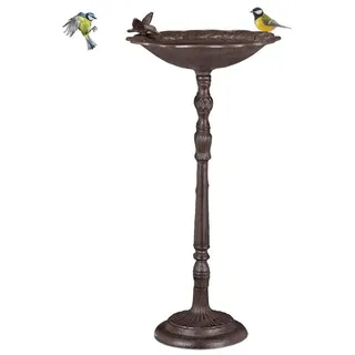 relaxdays Vogeltränke XXL Vogeltränke aus Gusseisen braun