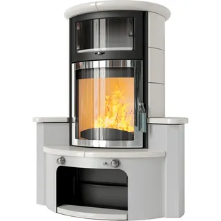 Kaminofen HARK 63 GT ECOplus 8 kW - Ofenkacheln: Creme-Weiß - Korpus: graphit/verchromt
