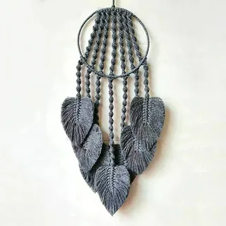 Makramee-Traumfänger Für Schlafzimmer, Traumfänger, Wanddekoration, Großer Boho-Wandbehang Mit 7 Gewebten Blätterquasten, Heimdekoration, Ornament, Basteln, Geschenk