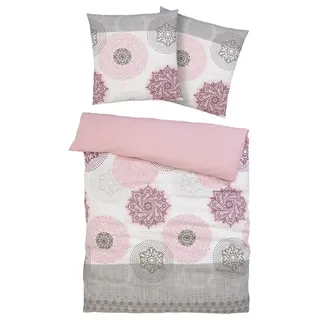 OTTO home Bettwäsche Tesso in Gr. 135x200, 155x220 oder 200x200 cm, Biber, 2 teilig, Bettwäsche mit Ornamenten und in verschiedenen Qualitäten grau|rosa