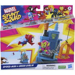 Marvel Spiderman Stunt Squad Spielset Kran Smash Figur - Grün/Mehrfarbig