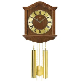 AMS Pendelwanduhr Mechanische Wanduhr mit Gewichten und Pendel Serie 206 braun