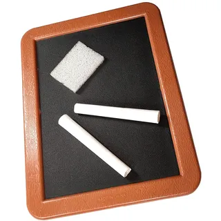 Kit Mini-Tafel - Kreidetafel 17,5 x 13,5 cm mit 1 Schwamm und 2 Kreiden - kleine schwarze Wandtafel für Nachrichten, Mini-Pinnwand aus Kunststoff
