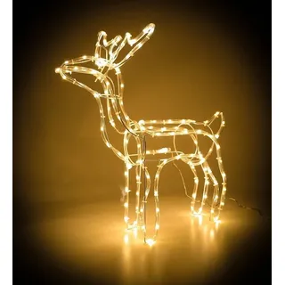 Bubble-Store Weihnachtsfigur Weihnachtsbeleuchtung (Weihnachtsdekoration beleuchtet für innen & außen mit Timerfunktion), Rentier mit 120 warmweißen LEDs weiß
