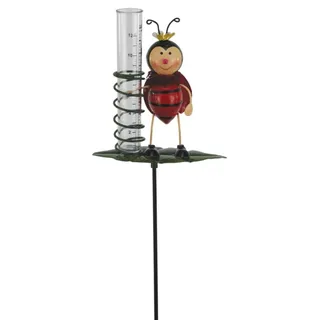 itsisa Regenmesser Gartenstecker Marienkäfer H:84 cm aus Metall - Deko Niederschlagsmesser Insekten Garten, Gartenteich, Gartendeko, Metalldeko