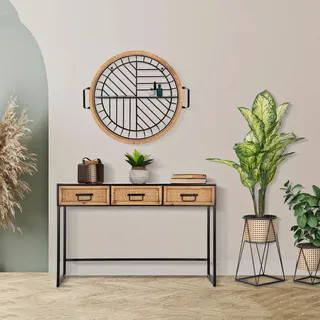 Homer Wandregal, Ein Regal, Rahmen Aus Geflochtenem Rattan, Farbton Eiche, 73x18x65h Cm, Braun Eiche