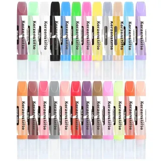 Neuytiky 24 Stück dekorativer Stift für Kerzen, 10 ml, Wachsstifte, Keramikmalerei-Set, Kerzen, Malset, für Karton, Holz, Keramik, Glas und Dekoration