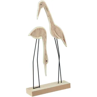 Holz Aufsteller Kranich Paar Natur 27,5×13cm Deko Figuren, 2 Stück
