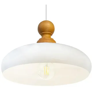 Bamyum Androa 1-flg. Ø40 cm Holz Metall weiß vintage