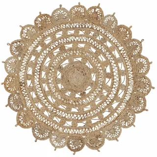 carpetfine Teppich CARPETFINE "Cate Juteteppich Naturfaser", beige (natur), H:5mm Ø:60cm, Jute, Teppiche, Teppich, 100 % geflochtene Jute, beidseitig nutzbar